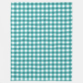 Blauwgroen gingham fleece deken (Voorkant)