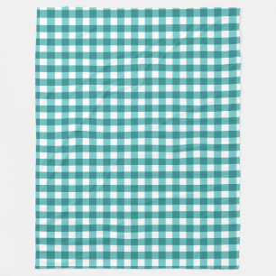 Blauwgroen gingham fleece deken