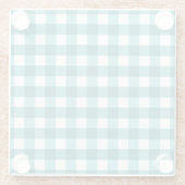 Blauwgroen gingham glazen onderzetter (Achterkant)