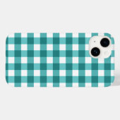 Blauwgroen gingham Hoesje-Mate iPhone case (Achterkant (horizontaal))