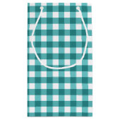 Blauwgroen gingham klein cadeauzakje (Achterkant)