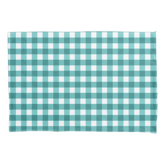 Blauwgroen gingham kussensloop (Voorkant)