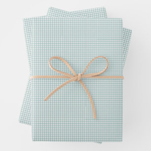 Blauwgroen gingham leuke eenvoudige klassieke cheq inpakpapier vel