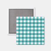 Blauwgroen gingham magneet (Voorkant / Achterkant)