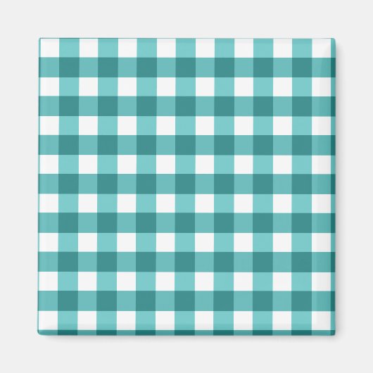 Blauwgroen gingham magneet (Voorkant)