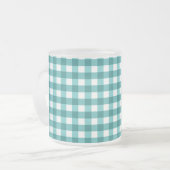 Blauwgroen gingham matglas koffiemok (Voorkant links)