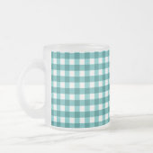 Blauwgroen gingham matglas koffiemok (Links)