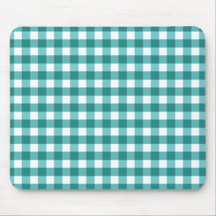 Blauwgroen gingham muismat