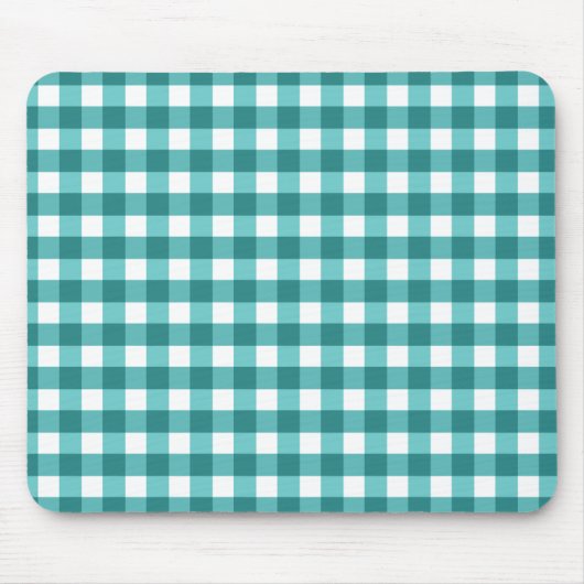 Blauwgroen gingham muismat (Voorkant)