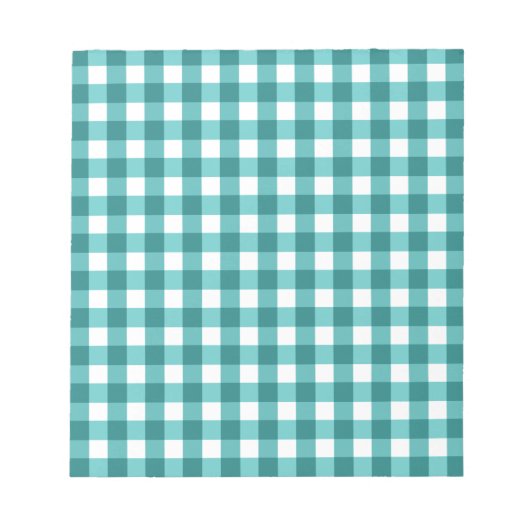 Blauwgroen gingham notitieblok (Voorkant)