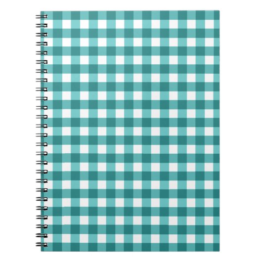 Blauwgroen gingham notitieboek (Voorkant)