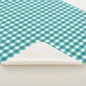 Blauwgroen gingham sherpa deken (3/4)