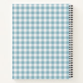 Blauwgroen Gingham Stripe Plaid Notitieboek (Achterkant)