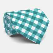 Blauwgroen gingham stropdas (Opgerold)
