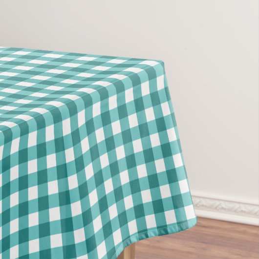 Blauwgroen gingham tafelkleed (Voorbeeld)