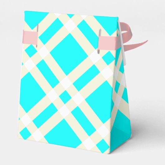 Blauwgroen Gingham Tent Style Favor Box Bedankdoosjes (Achterkant)