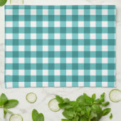 Blauwgroen gingham theedoek (Gevouwen)