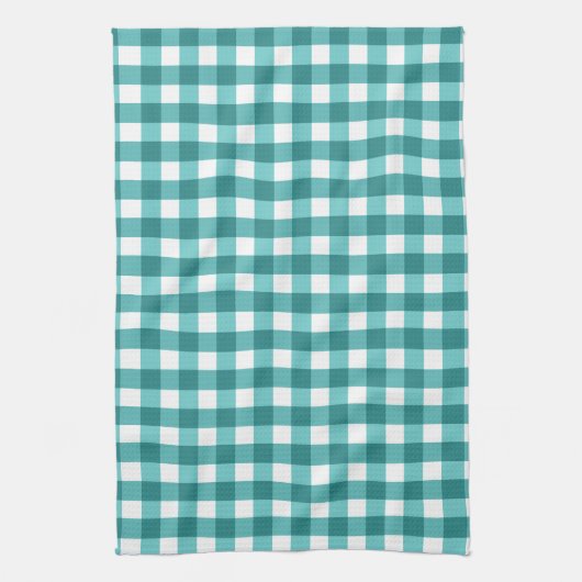 Blauwgroen gingham theedoek (Verticaal)
