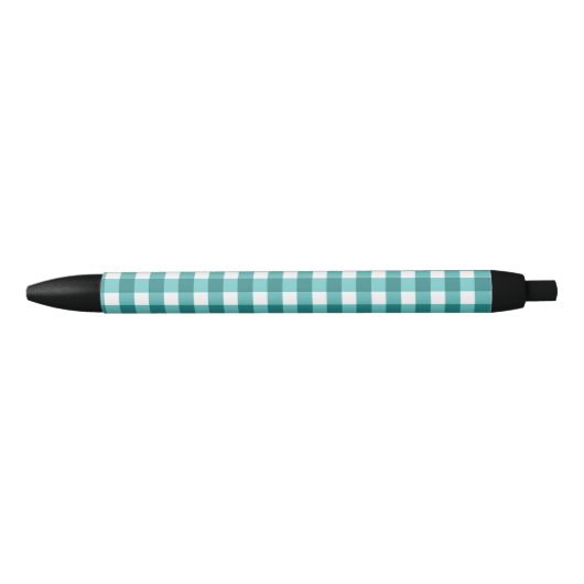 Blauwgroen gingham zwarte inkt pen (Voorkant)