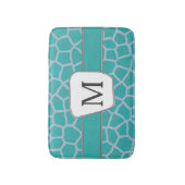 Blauwgroen Giraffe Afdrukken Aangepast monogram Badmat (Voorkant Verticaal)