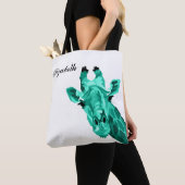 Blauwgroen Giraffe Pop Art Persoonlijke Canvas tas (Dichtbij)