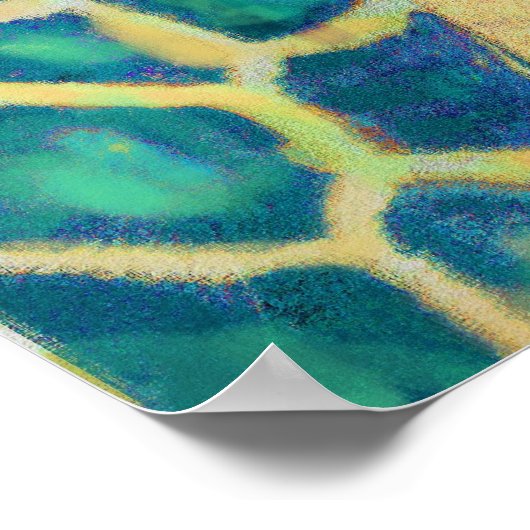 blauwgroen giraffen poster (Hoek)