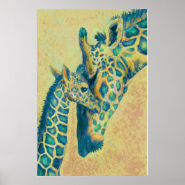 blauwgroen giraffen poster