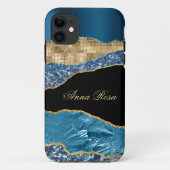*~* Blauwgroen Glam Agate Geode Gold Glitter Black Case-Mate iPhone Case (Achterkant)