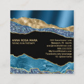 *~* Blauwgroen Glam Agate Geode Gold Glitter Black Vierkante Visitekaartje (Achterkant)