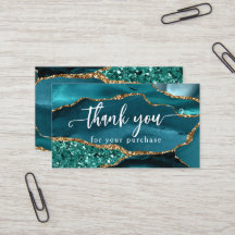 Blauwgroen Glam Glitter Agate Dank u klant invoege