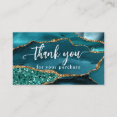 Blauwgroen Glam Glitter Agate Dank u klant invoege Visitekaartje (Voorkant)