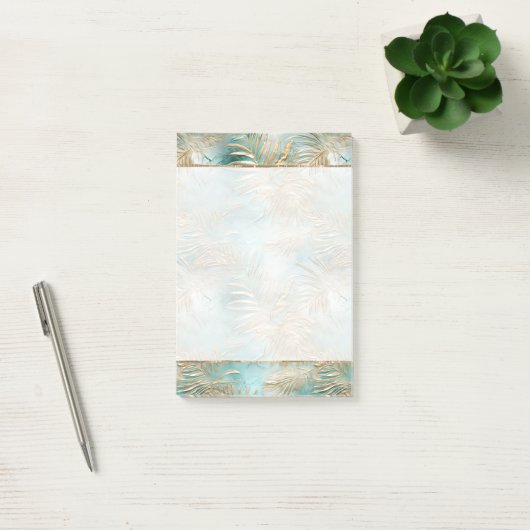 Blauwgroen Glam Gold White Tropical Leaves Post-it® Notes (Kantoor)