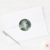 Blauwgroen  Glam Palm Tropische bruiloft Ronde Sticker (Envelop)