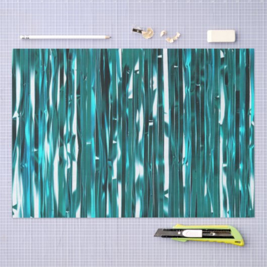 Blauwgroen glam strepen tissuepapier (Craft)