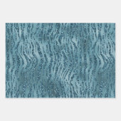 Blauwgroen Glam Zebra Glitter Inpakpapier Vel (Voorkant 3)