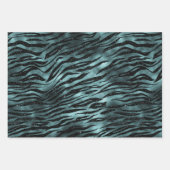Blauwgroen Glam Zebra Glitter Inpakpapier Vel (Voorkant)
