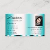 Blauwgroen glamoureus met foto Stijlvol elegant Visitekaartje (Achterkant)
