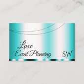Blauwgroen glamoureus met Initialen stijlvol Visitekaartje (Voorkant)