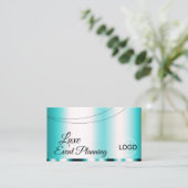 Blauwgroen glamoureus met Logo stijlvolle elegant Visitekaartje (Staand voorkant)