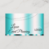 Blauwgroen glamoureus met Logo stijlvolle elegant Visitekaartje (Voorkant)