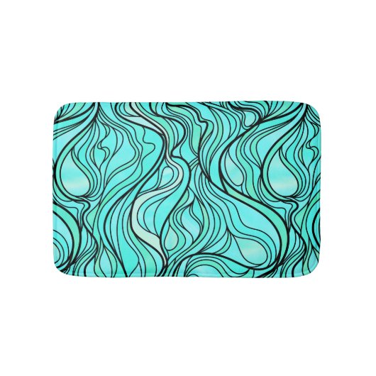 Blauwgroen Glas in lood Abstract Badmat (Voorkant)