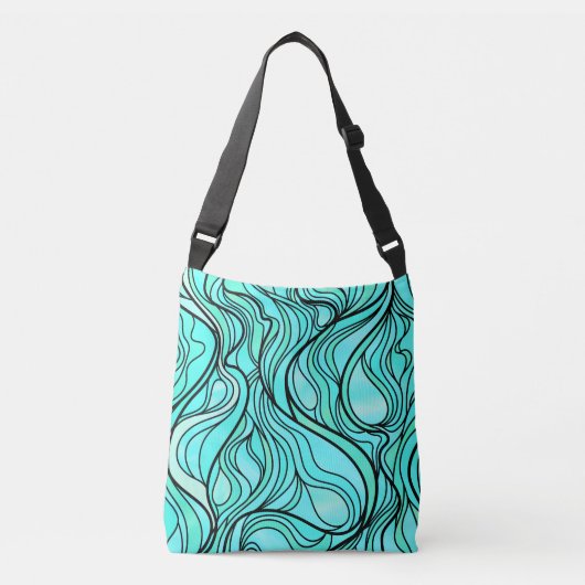 Blauwgroen Glas in lood Abstract Crossbody Tas (Voorkant)