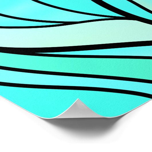 Blauwgroen Glas in lood Abstract Poster (Hoek)