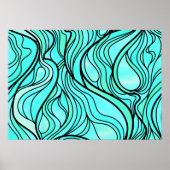 Blauwgroen Glas in lood Abstract Poster (Voorkant)