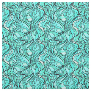 Blauwgroen Glas in lood Abstract Stof