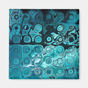 Blauwgroen glasblok magneet