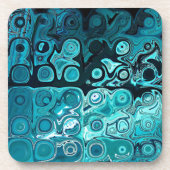 Blauwgroen glasblokken bier onderzetter (Voorkant)