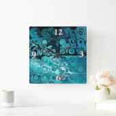 Blauwgroen glasblokken vierkante klok (Huis)