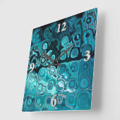 Blauwgroen glasblokken vierkante klok (Hoek)