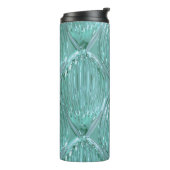 Blauwgroen glaslook abstract kunstpatroon elegant thermosbeker (Gedraaid links)